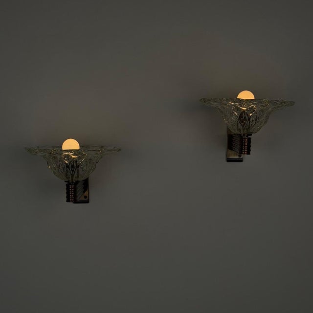 Gold Sculptural Bullicante Glass Wall Sconces from Barovier & Toso, 1940s, Set of 2 For Sale - Image 8 of 18
