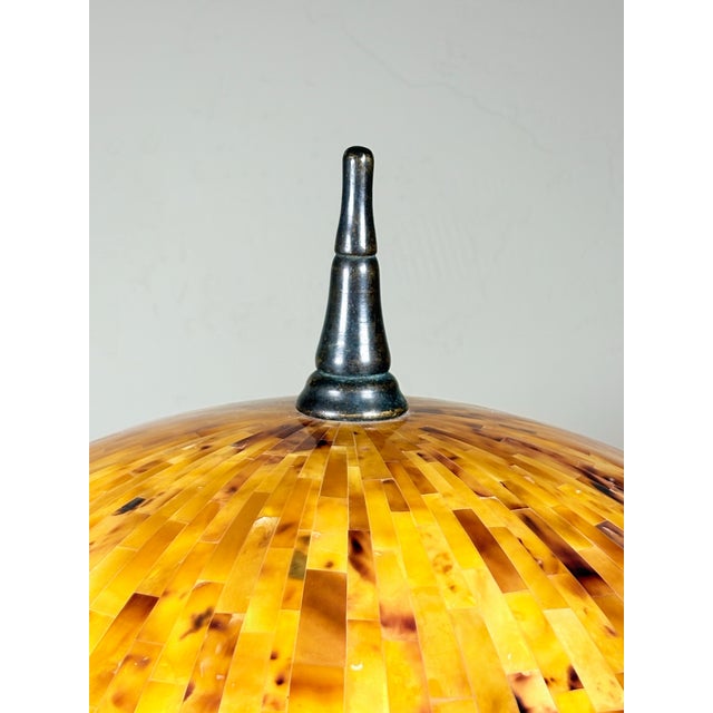 Late 20th Century Maitland-Smith Figural Frog Umbrella Lamp-Stone Based-Mosaic Shade-Sculptural Lighting For Sale - Image 9 of 11