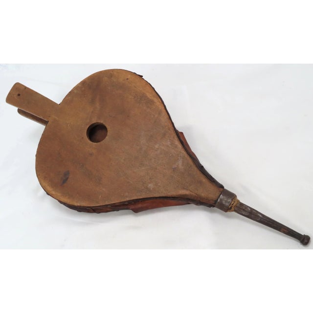 This is a Great Looking - Large Size Set of Antique Wood, Leather and Steel Fireplace Bellows. American in Origin. Circa...