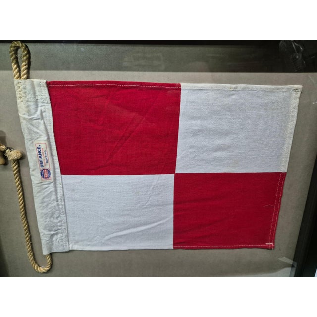 Mid 20th Century Nautical Signal Flag of Letter "U" in Shadowbox Frame For Sale - Image 5 of 7