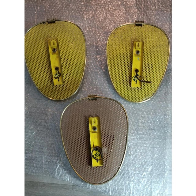 Gold Wall Lights attributed to Mathieu Mategot, 1950s, Set of 3 For Sale - Image 8 of 11