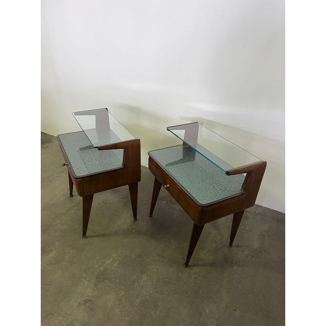 1960s Wooden and Glass Bedside Tables, 1960s, Set of 2 For Sale - Image 5 of 7