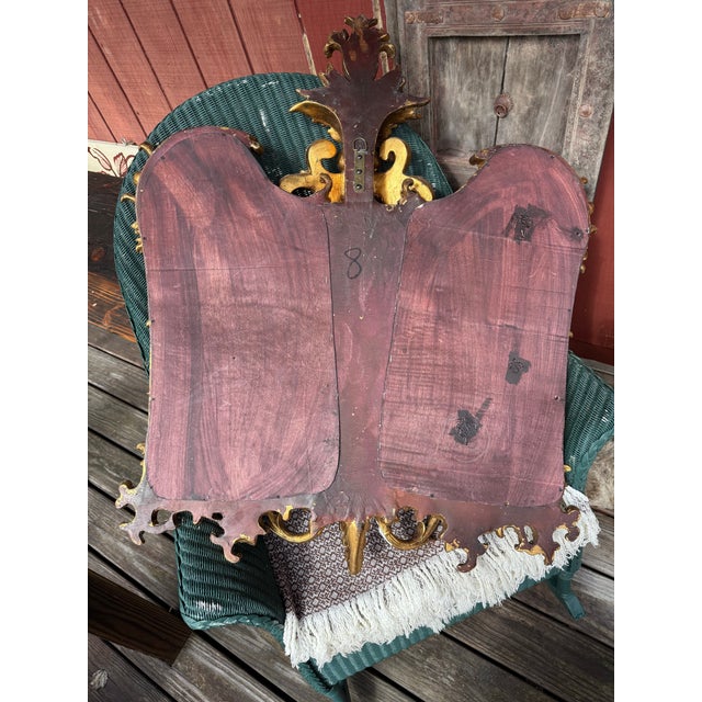Vintage Rococo Style Gilt Triptych Girandole Mirror With Candle Sconces For Sale - Image 12 of 12
