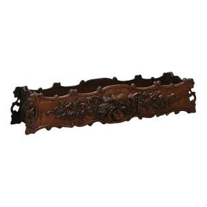 1890s French Oak Planter with Carved Gardening Themed Frieze