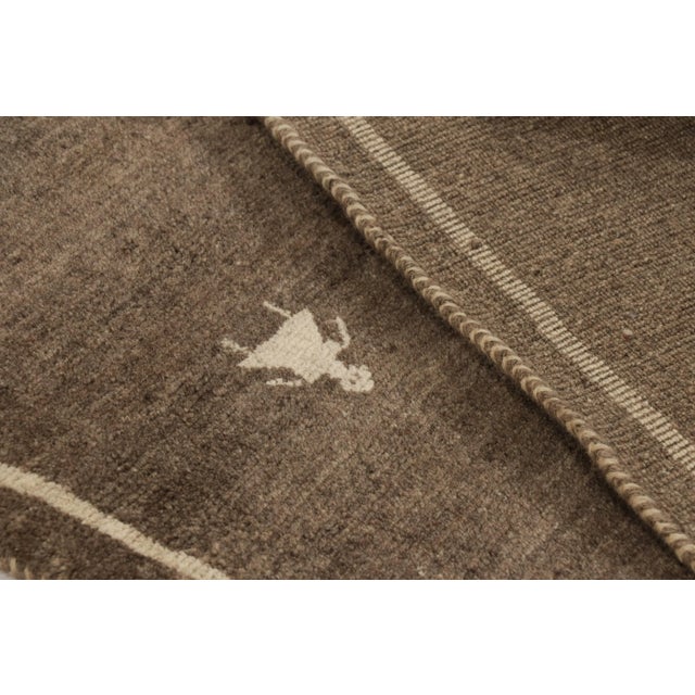 Textile Vintage Gabbeh Persian Runner Rug in Brown With Diamond Medallions - Rug & Kilim For Sale - Image 7 of 7