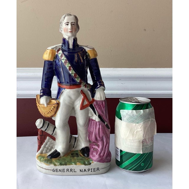 Staffordshire Antique Rare Spelling Error Staffordshire General Napier Porcelain Figurine For Sale - Image 4 of 9