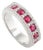 14k White Gold Chunky Ruby and Diamond Band Ring Size 8 For Sale