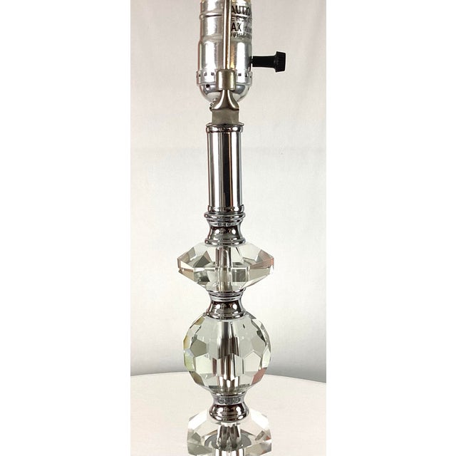 Chrome 1990s Cut Crystal Diamond, and Ball Table Lamp with Chrome Base For Sale - Image 8 of 10
