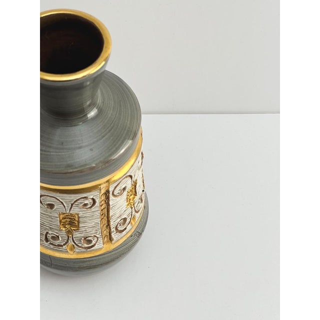 1950s Gold and Grey Ceramic Bottle Vase by Fratelli Fanciullaci for Elbee, Italy, 1950s For Sale - Image 5 of 10