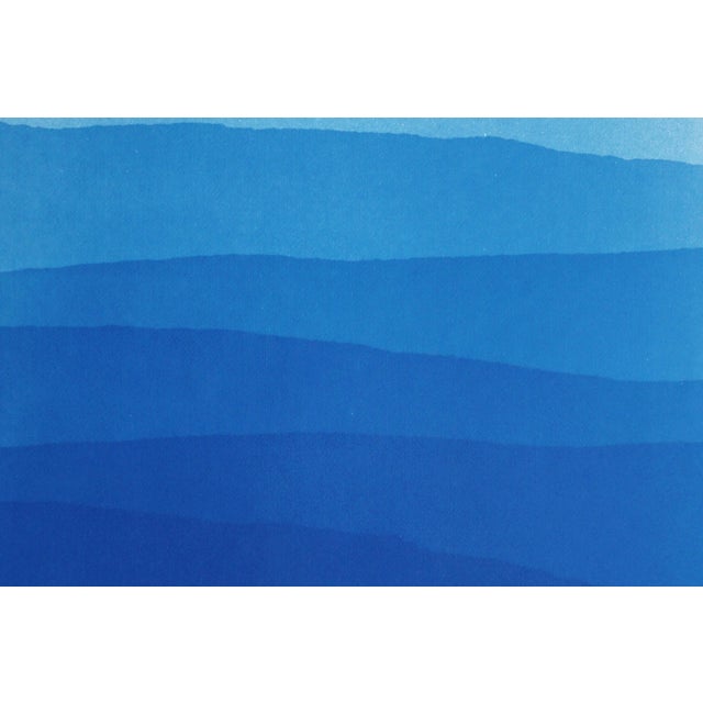 2026, Minimalist Panorama, Blue Mountains, Handmade Monotype Cyanotype Landscape in Blue Tones For Sale - Image 4 of 8