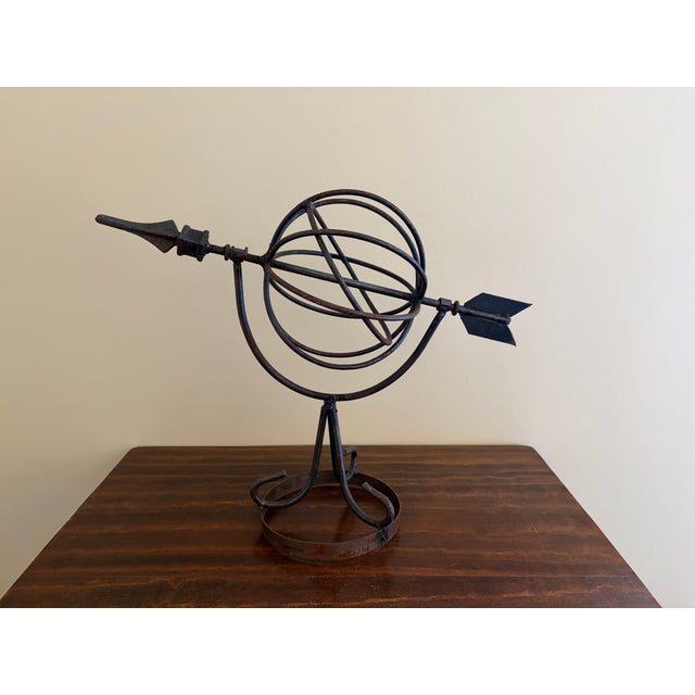 Vintage English Country Wrought Iron Garden Armillary Sundial For Sale - Image 10 of 11