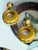 Mid-Century Modern Vintage 1940s Mustard Yellow Bakelite Dangle Earrings With Scalloped Edge, A Pair For Sale - Image 3 of 13