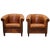 Vintage Dutch Cognac Leather Club Chairs, Set of 2 For Sale