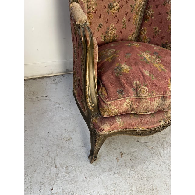 20th Century Louis XV Style Wing Chair in Patinated Beechwood For Sale - Image 9 of 18