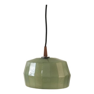 Olive Green Handblown Glass Oblong Pendant Light For Sale