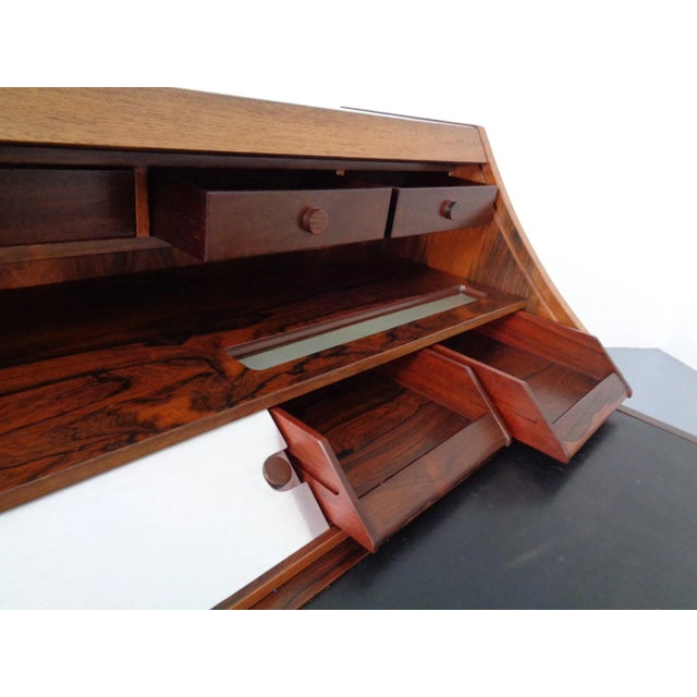 Rosewood and Leather Tambour Writing Desk by Gianfranco Frattini for Bernini, Italy, 1964 For Sale - Image 15 of 18