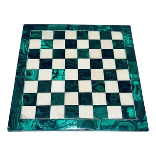 Vintage Square Malachite Chessboard, 1970s For Sale
