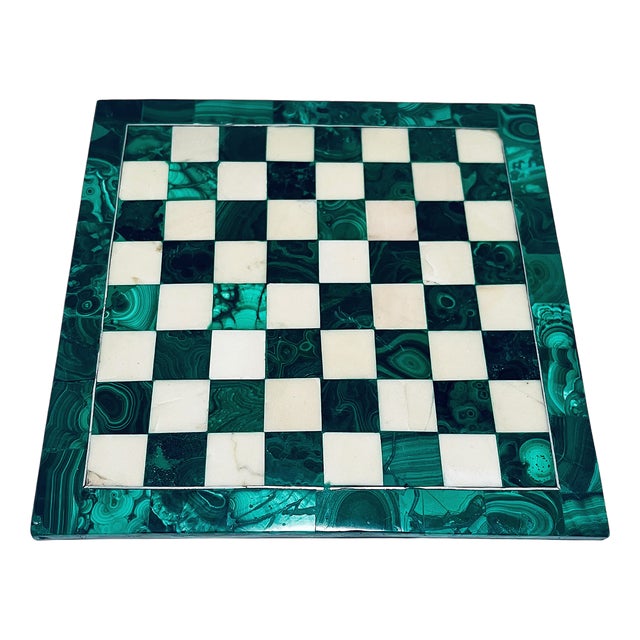 Vintage Square Malachite Chessboard, 1970s For Sale