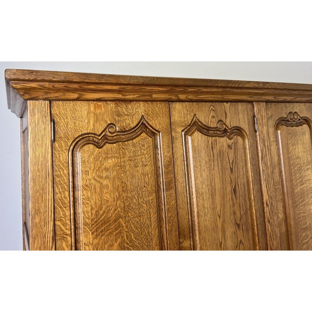 Vintage French Style Carved Oak 5-Door Armoire For Sale - Image 4 of 14