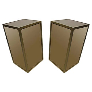 Mid-Century Glass and Nickel-Plated Brass Side Tables, 1950s, Set of 2 For Sale