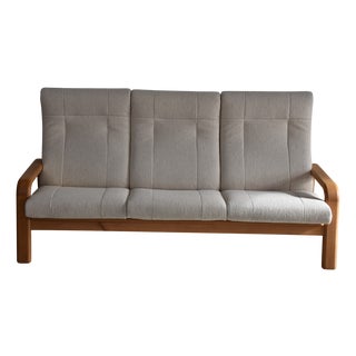 Highback Sofa with Oak Frame from L. Olsen and Son, 1970s For Sale