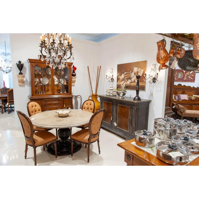 Rustic Italian Round Pedestal Dining Table For Sale - Image 3 of 3