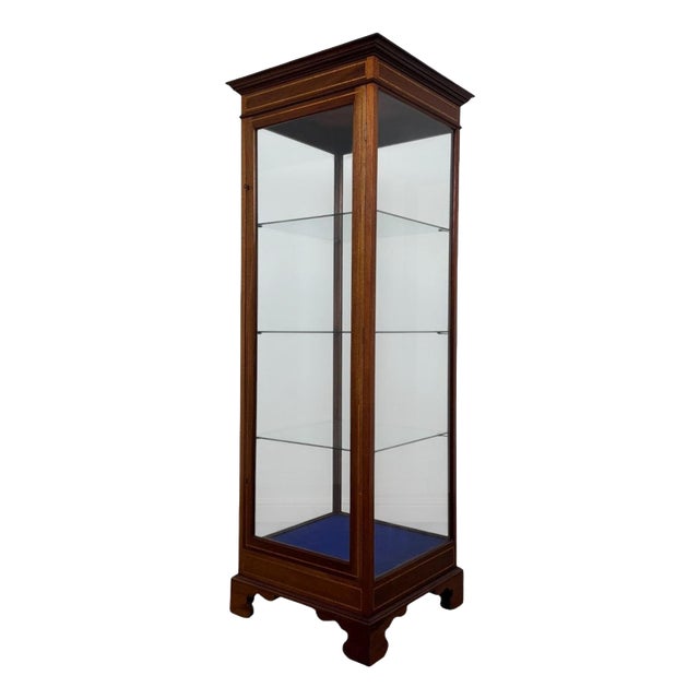 Antique 20th Century Inlaid Mahogany Freestanding Shop Display Cabinet For Sale