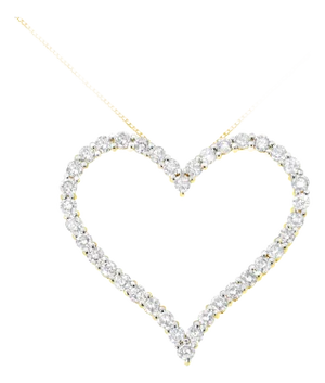 10k Yellow Gold Plated .925 Sterling Silver 3.0 cttw Round-Cut Diamond Open Heart Pendant Necklace (J-K Color, I1-I2 Clarity) - 18"