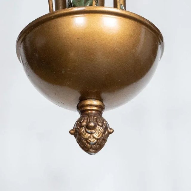 Brown Vintage Curvilinear Painted Metal Chandelier For Sale - Image 8 of 13