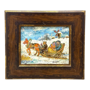 Winter Scene of Couple in a Sleigh by David Burliuk