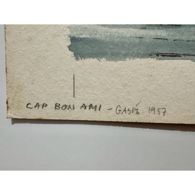 Henry Emil Salloch Original Watercolor on Paper Cap Bon Ami-Gaspé. Quebec, Canada. 1957 For Sale - Image 4 of 7