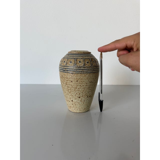 Ceramic Vintage Studio Art Pottery Ceramic Vase – Signed For Sale - Image 7 of 12