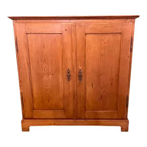 Antique Pine 2 Door Storage Cupboard With Shelves and Original Key From England - Circa 1890