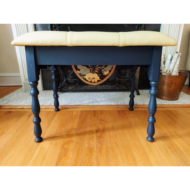 Art Nouveau Leather Topped Bench With Button Detail For Sale - Image 4 of 12