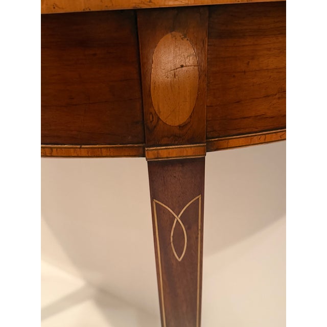 Mahogany & Satinwood Inlaid Demilune Console Tables -a Pair For Sale - Image 10 of 12