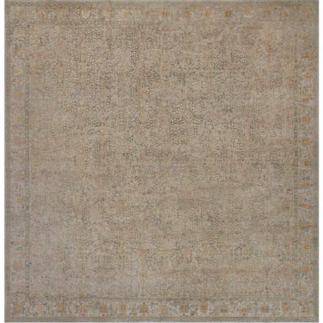 Traditional Inspired Gold Green High-Low Rug by Doris Leslie Blau For Sale