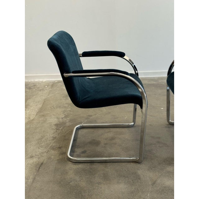 1970s Cantilevered Arm Chairs - Set of 4 For Sale - Image 4 of 12