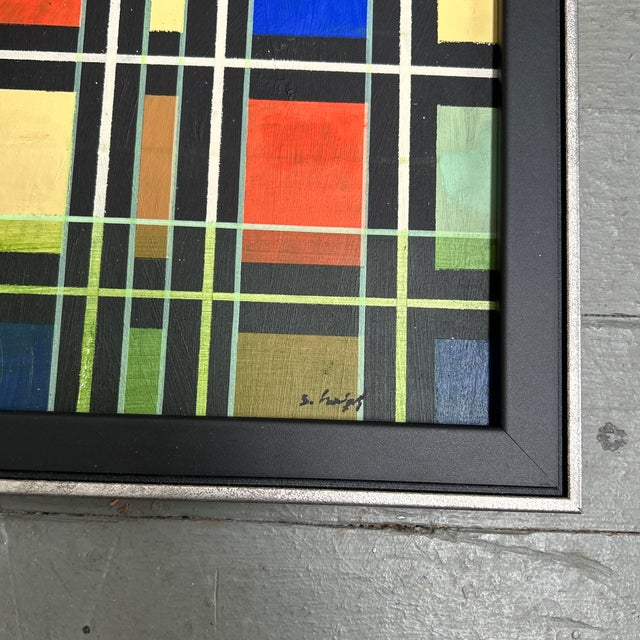 Abstract Contemporary Original Abstract Line Painting by Stephen Heigh “Interwoven” For Sale - Image 3 of 4