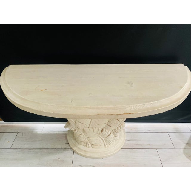 Serge Roche Style Wood Carved Palm Tree Front Console Table & Mirror For Sale - Image 11 of 12