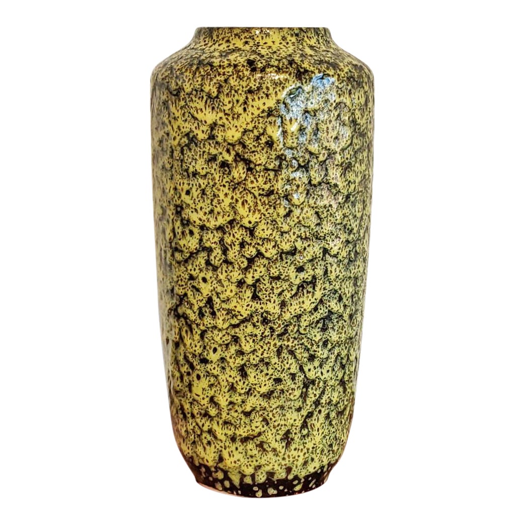 1960s Yellow And Black Scheurich 517 45 Fat Lava Floor Vase Chairish