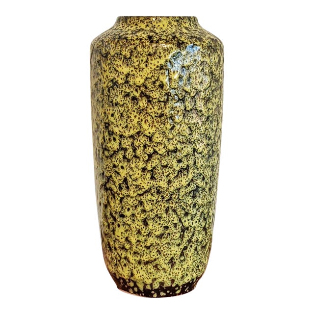 1960s Yellow And Black Scheurich 517 45 Fat Lava Floor Vase Chairish