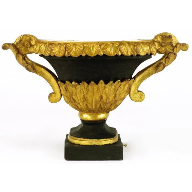 Parcel Gilt & Black Lacquer Plaster & Gesso Empire Style Urn Uplamps - a Pair For Sale - Image 4 of 7
