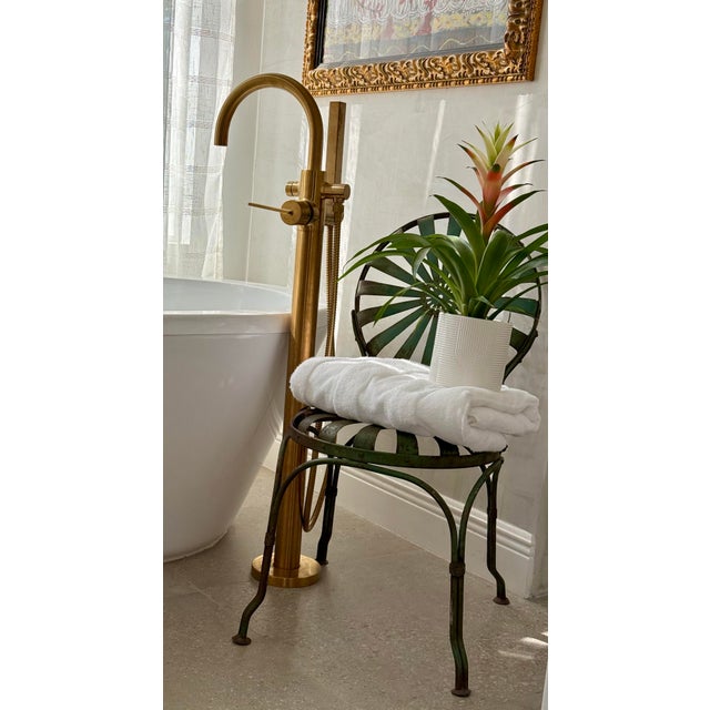 Francois Carre ‘Sunburst’ French Green Art Deco Outdoor Garden or Patio Chair, Iron & Steel, Early 20th Century For Sale - Image 12 of 12