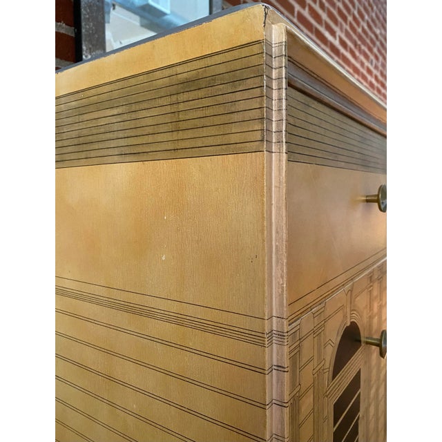 Piero Fornasetti Mid 20th Century Piero Fornasetti Style Architectural Detail Bureau For Sale - Image 4 of 12