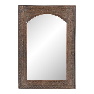 Vintage Indian Teakwood Window Panel – Mirror For Sale