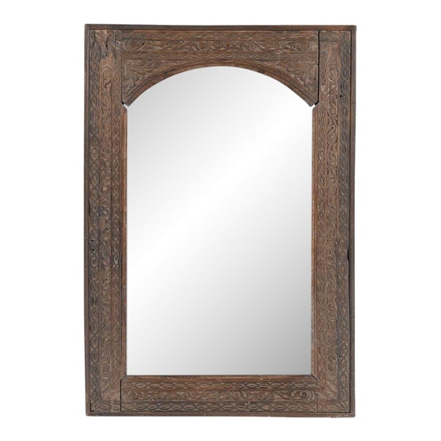 Vintage Indian Teakwood Window Panel – Mirror For Sale
