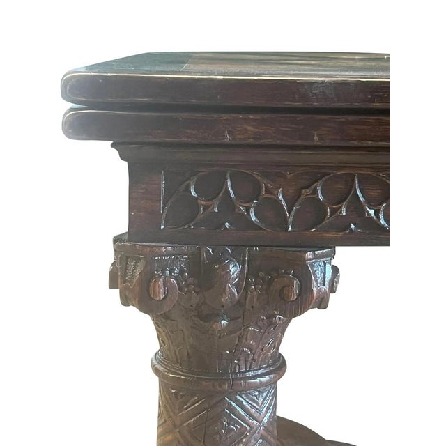 Gothic Revival Oak Draw Leaf Dining Table For Sale - Image 9 of 16