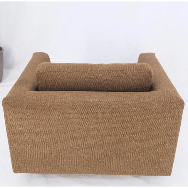 Brown Large Cube Shape Oversize Chrome Mirror Base Lounge Club Dunbar Arm Chair Modern For Sale - Image 8 of 13