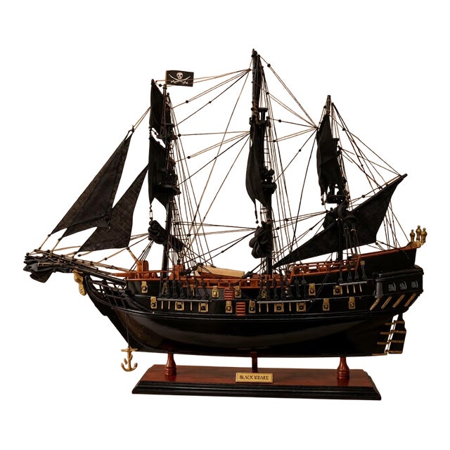 Handmade Black Pearl Pirate Ship Model – Large Wooden Tall Ship for Nautical Home & Office Decor For Sale