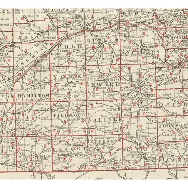 Antique Map of Nebraska, The Cornhusker State from Rand McNally, 1899 For Sale - Image 4 of 12